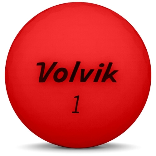 Golfboll av modellen Volvik VIVID i 2018 års version med röd färg framifrån