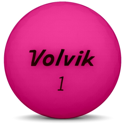 Golfboll av modellen Volvik VIVID i 2018 års version med rosa färg framifrån