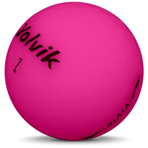 Golfboll av modellen Volvik VIVID i 2018 års version med rosa färg sned bild