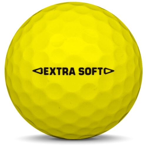 Golfboll av modellen Bridgestone Extra Soft i 2018 års version med gul färg från sidan