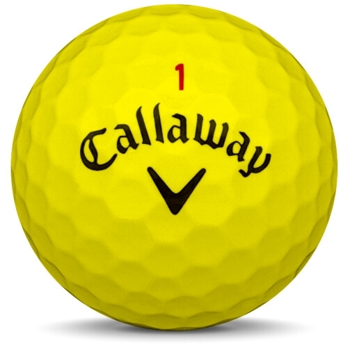 Golfboll av modellen Callaway Chrome Soft x i 2019 års version med gul färg framifrån