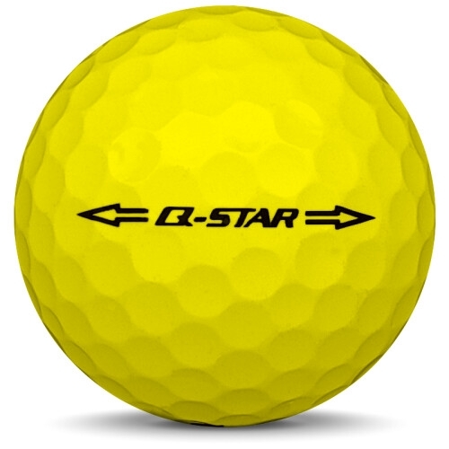 Golfboll av modellen Srixon Q-Star i tidigare års versioner med gul färg från sidan